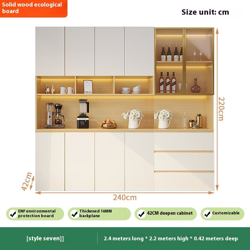Custom Solid Wood Sideboard – Modern Wall-Mounted Tall Storage Cabinet for Living Room & Home Bar