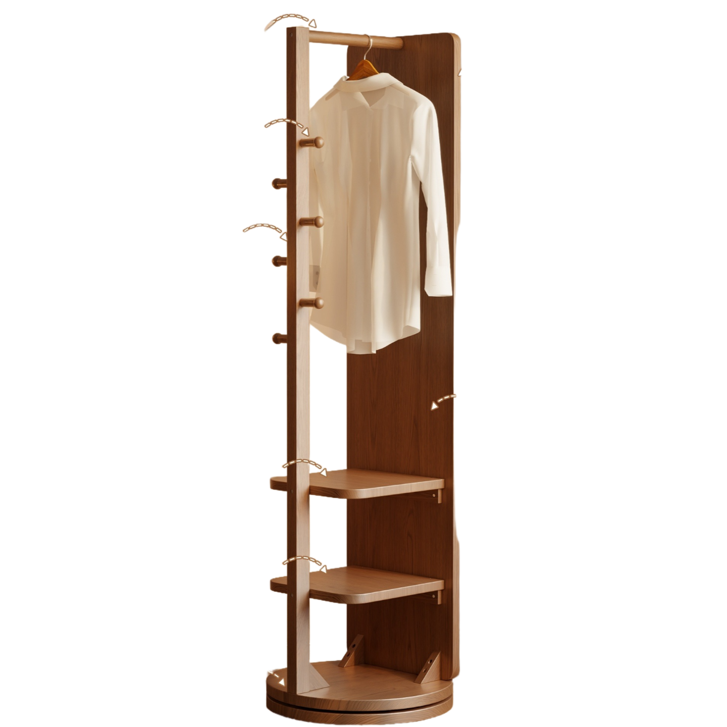 Rotating Freestanding Full-Length Mirror with Built-in Coat Rack – Mobile Dressing Mirror for Bedroom