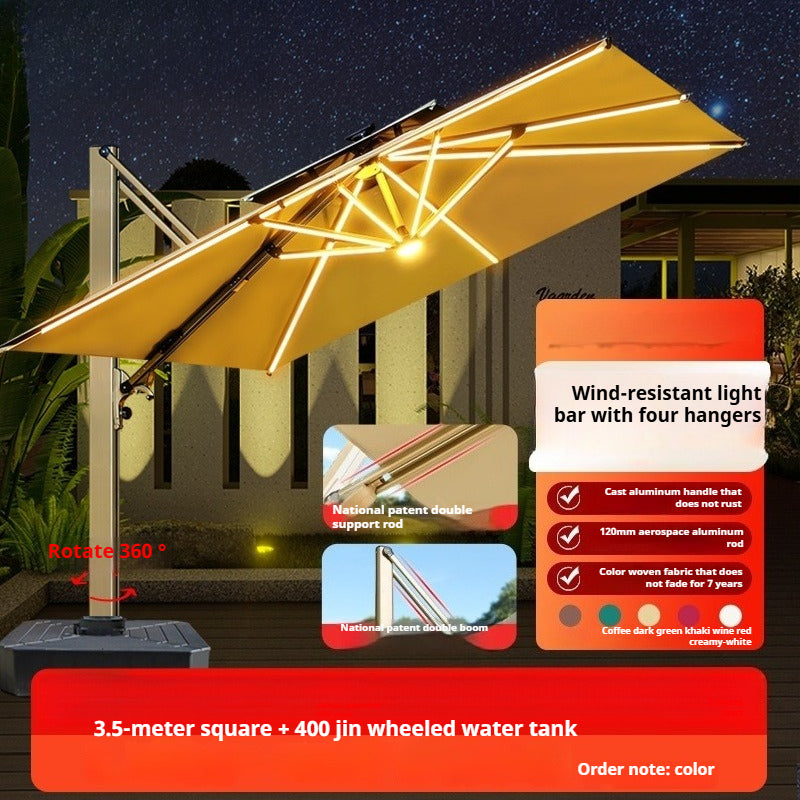 Outdoor Solar-Powered Roman Umbrella with LED Lights – Villa Patio & Garden Shade Parasol