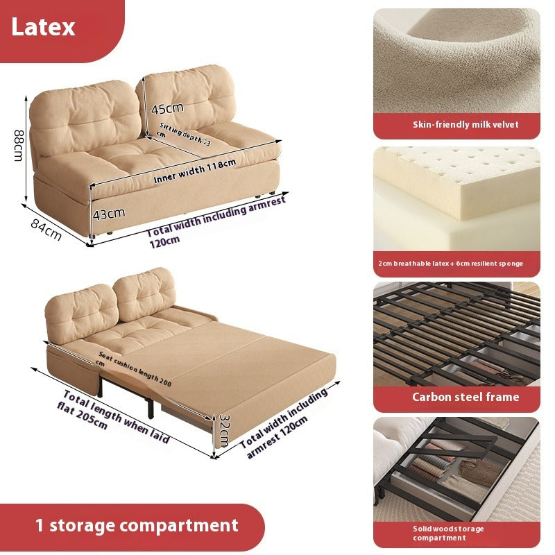 Cloud Sofa Bed with Pull-Out Storage for Small Living Rooms & Tatami Spaces