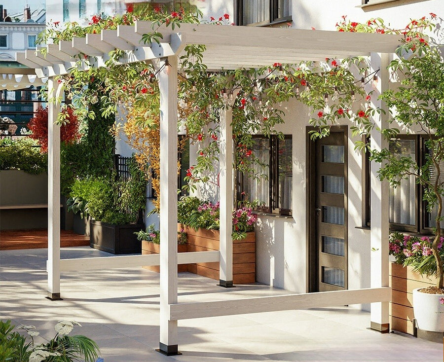 Outdoor Pergola & Trellis Pavilion in Treated Wood for Villa Garden & Courtyard Use