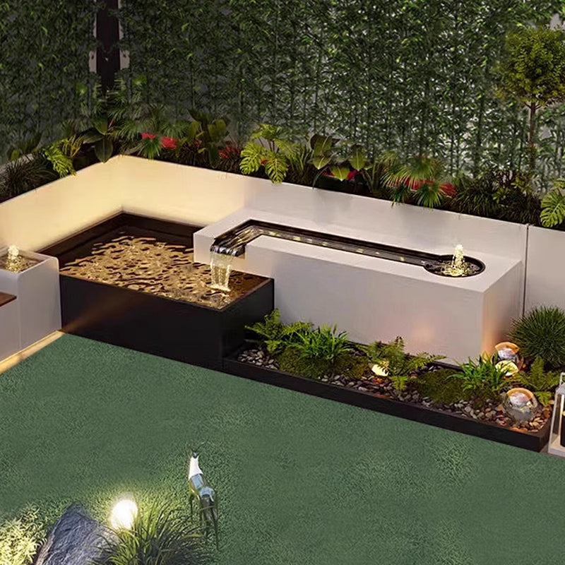 Stainless Steel Fountain & Water Feature with Pool for Courtyard Landscape & Metal Wall Decor