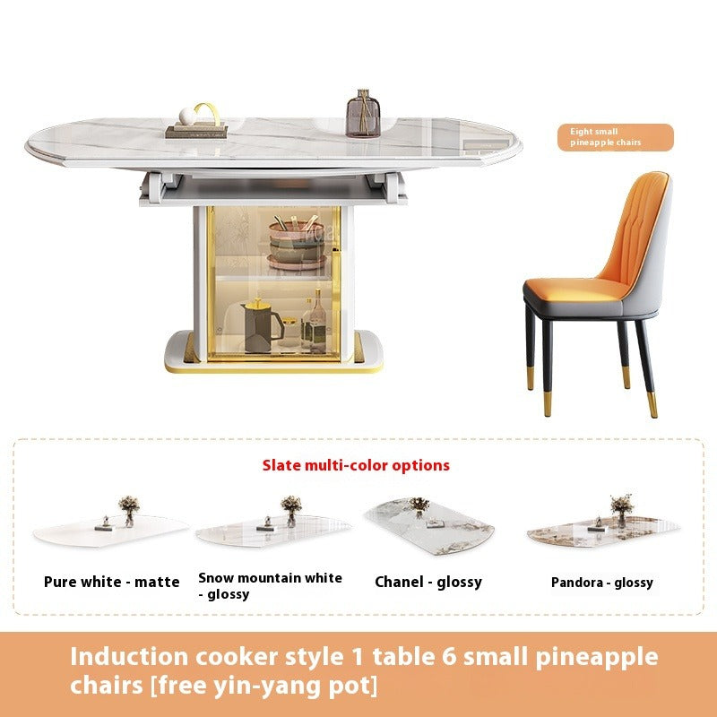 Cream Style Foldable Sintered Stone Dining Set for Small Modern Homes