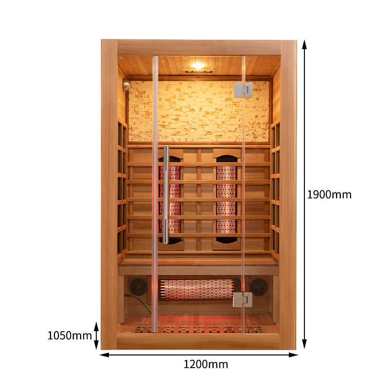 Wooden Infrared Sauna Room for One Person, Home Dry Steam Cabin for Full Body Detox