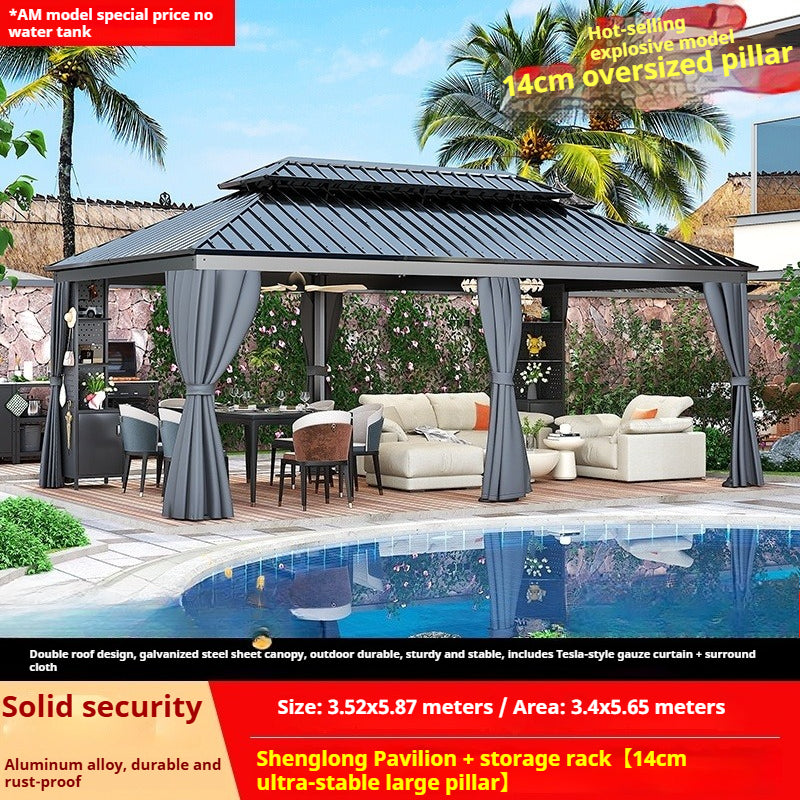 Outdoor Aluminum Gazebo for Patio Shade with Waterproof Canopy & Corner Posts