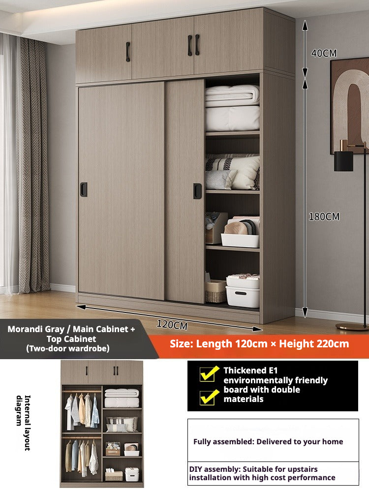 Sliding Door Wooden Wardrobe – Space-Saving Budget Closet for Small Bedrooms & Rental Homes
