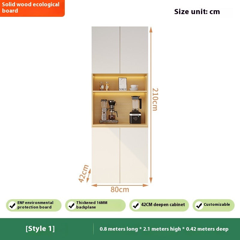 Custom Solid Wood Sideboard – Modern Wall-Mounted Tall Storage Cabinet for Living Room & Home Bar