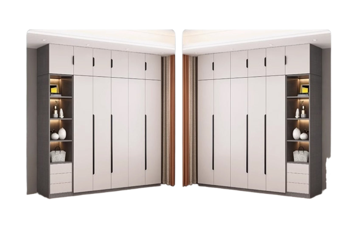 Solid Wood Wardrobe – Modern Eco-Board Closet for Small Bedroom Storage