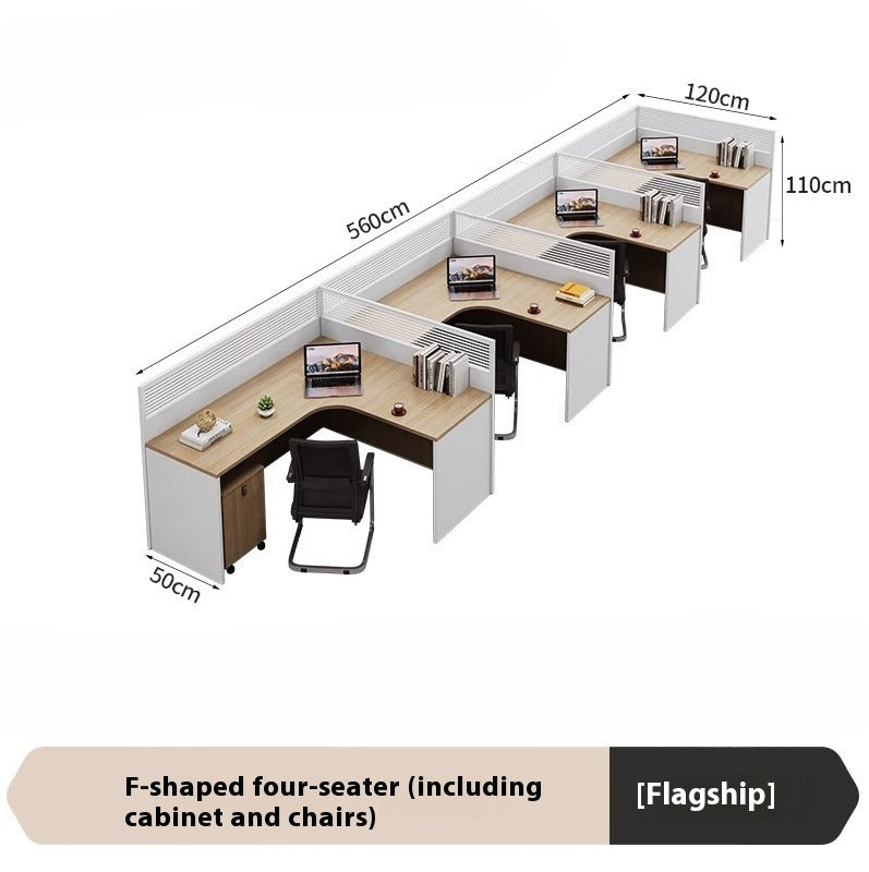 Cross-Shaped Office Workstation with Partition Panels & Desk Chair Set for Multiple Employees