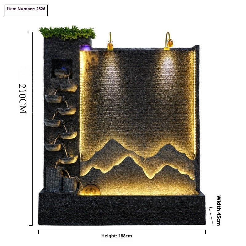 Rockery Waterfall Wall Fountain with Screen Feature for Villa Garden, Courtyard & Office Landscape Decor