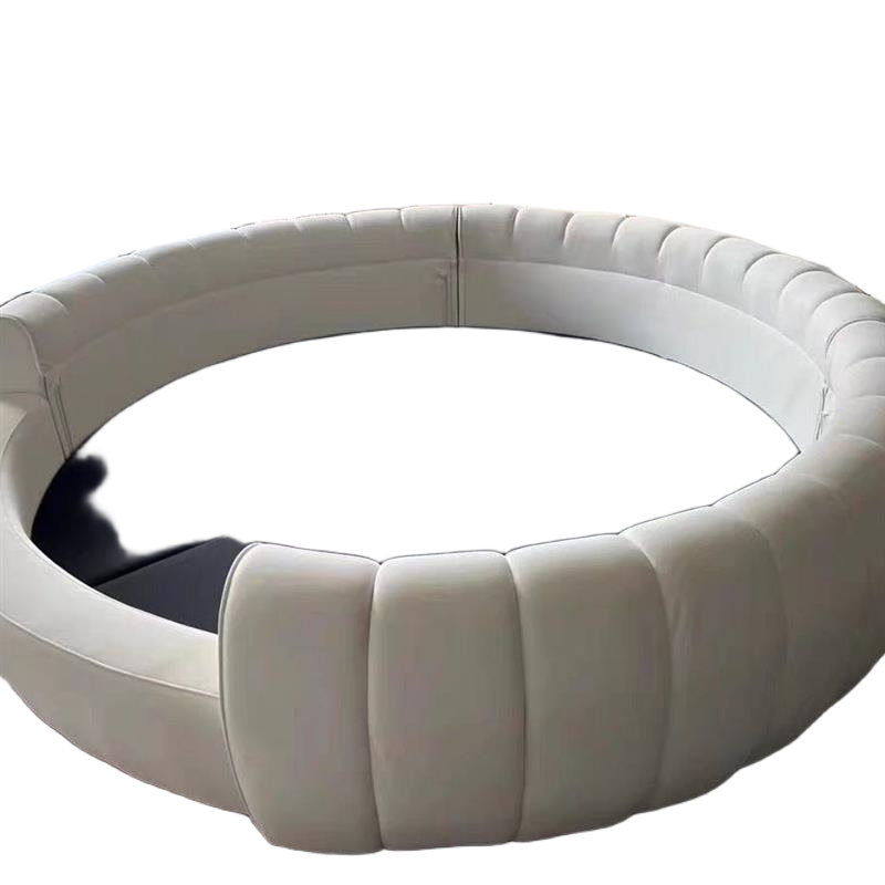 Cream-Style Round Bed – Modern Double Princess Wedding Bed with Spring & Latex Mattress for Home or Hotel