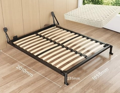 Wall-Mounted Folding Bed with Mattress, Eco-Friendly Wood Slats, Reinforced Double Steel Frame, and Silent Corner Bracing