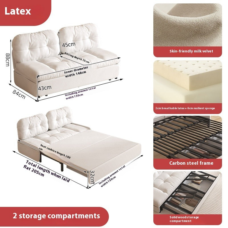 Cloud Sofa Bed with Pull-Out Storage for Small Living Rooms & Tatami Spaces