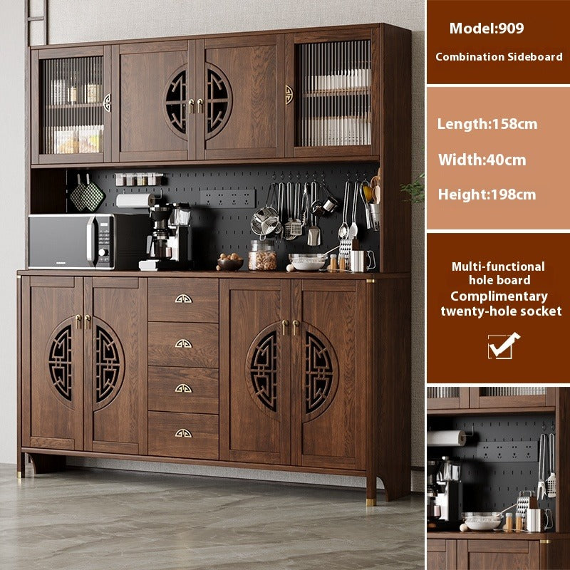Solid Wood Sideboard – Tall All-in-One Tea & Wine Cabinet for Dining Room or Kitchen