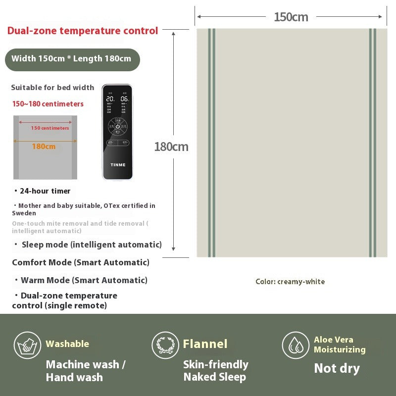 4-Zone Electric Blanket for Single or Double Bed with Adjustable Temperature & Safety Protection