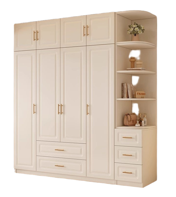 Custom Solid Wood Wardrobe – Cream-Style European Closet for Kids & Small Bedrooms