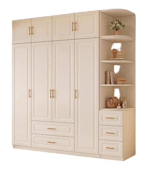 Custom Solid Wood Wardrobe – Cream-Style European Closet for Kids & Small Bedrooms