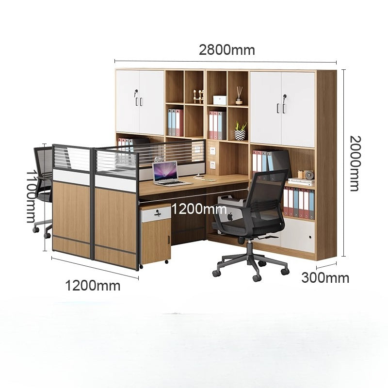 Office Desk & Chair Workstation Set with Storage Cabinet for 2/4-Person HR & Finance Teams