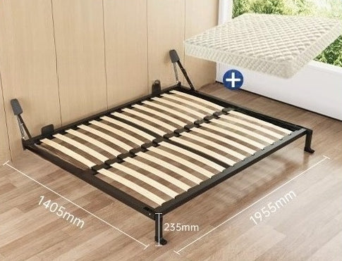 Wall-Mounted Folding Bed with Mattress, Eco-Friendly Wood Slats, Reinforced Double Steel Frame, and Silent Corner Bracing