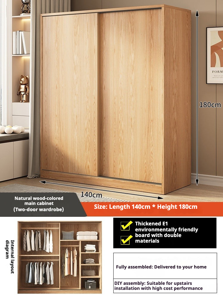 Sliding Door Wooden Wardrobe – Space-Saving Budget Closet for Small Bedrooms & Rental Homes