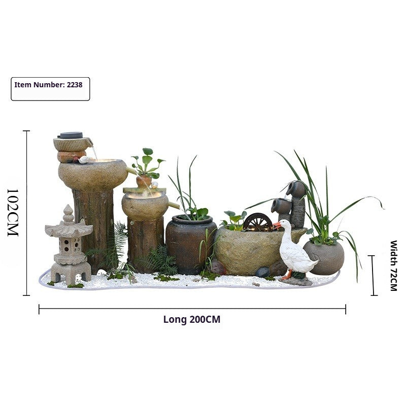 Rustic Garden Rockery Fountain with Fish Pond for Courtyard, Terrace & Balcony Decoration