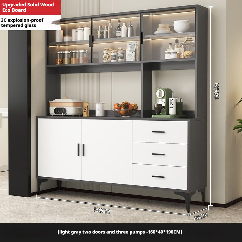 Solid Wood Sideboard Cabinet – All-in-One Wall-Mounted Tea & Storage Unit for Living Room or Kitchen