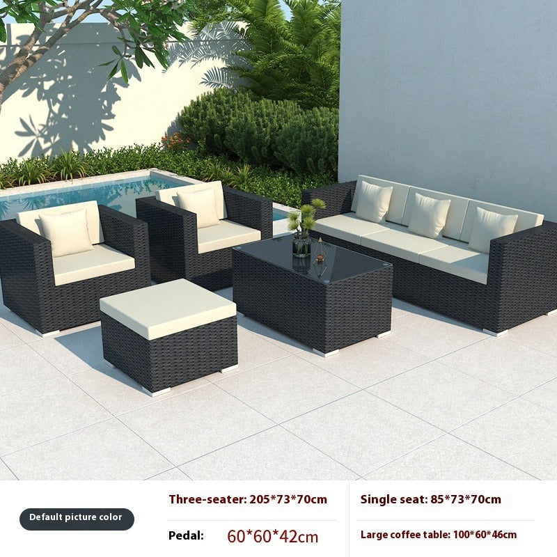 Outdoor Rattan Sofa Set 3-Seater Waterproof Lounge for Patio, Garden & Balcony