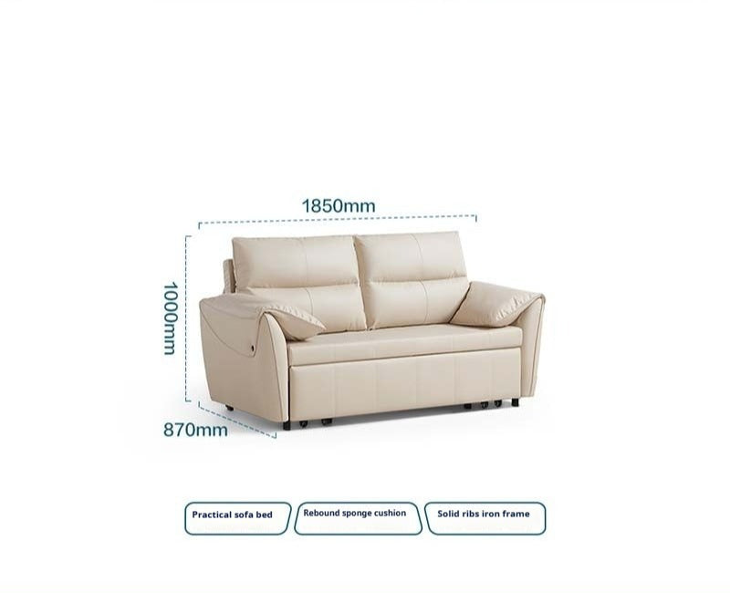 Eco-Leather Convertible Sofa Bed with Adjustable Headrest and Foldable Design