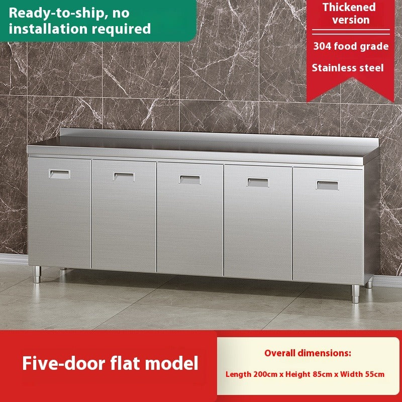 Rural Stainless Steel Kitchen Cabinet with Integrated Stove & Custom Countertop