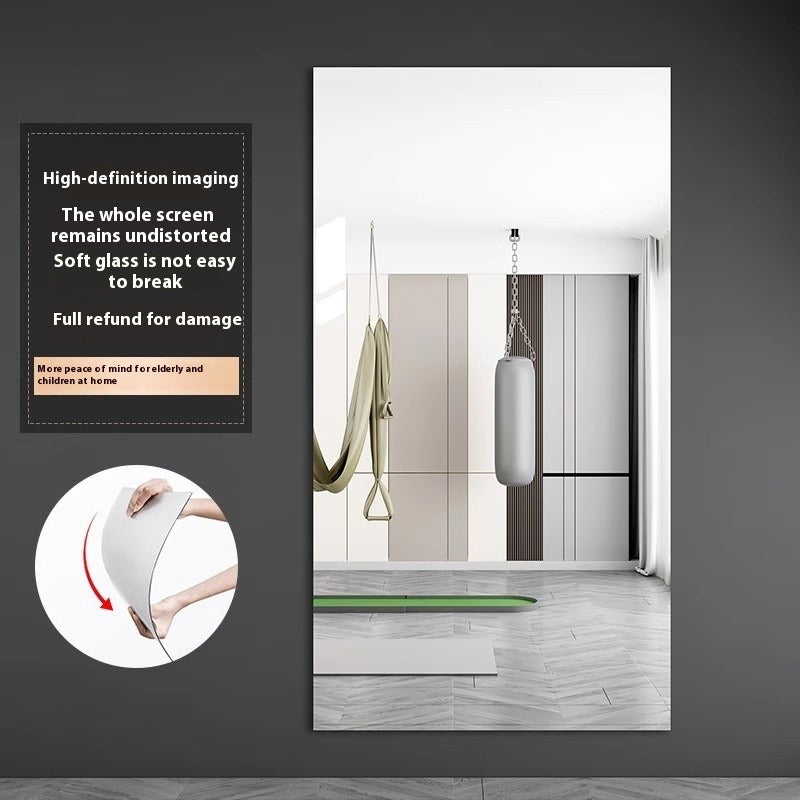 Shatterproof Adhesive Full-Length Soft Mirror – Wall-Mounted, No-Drill Design for Home Gym, Yoga & Dance