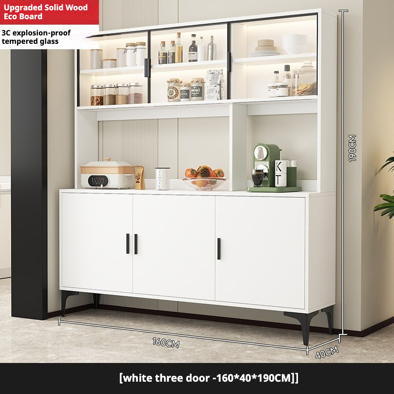 Solid Wood Sideboard Cabinet – All-in-One Wall-Mounted Tea & Storage Unit for Living Room or Kitchen