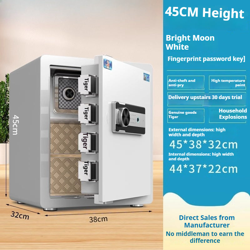 Tiger Hidden Wall Safe - Smart Fingerprint & Key Lock, Full Steel Security Box for Bedroom/Office