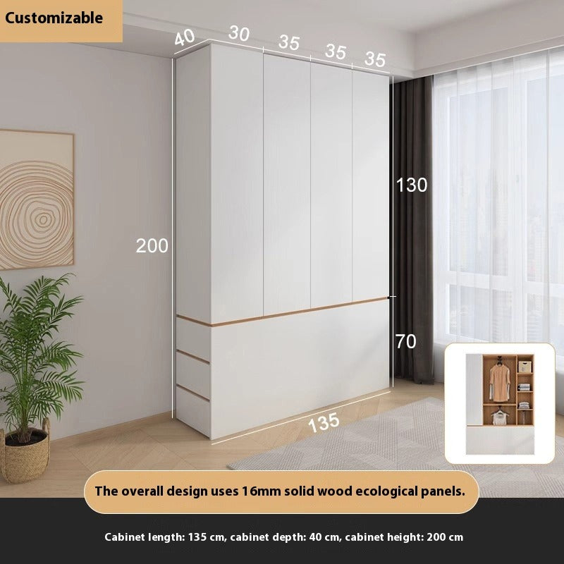 Solid Wood End-of-Bed Cabinet – Narrow Storage Unit with Drawers for Kids & Small Bedrooms