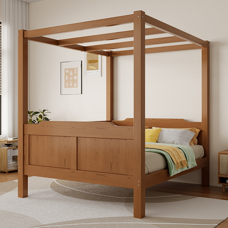 Custom Solid Wood Canopy Bed – 1.8M Modern Chinese-Style Four-Poster Double Bed for Master Bedroom or Guesthouse
