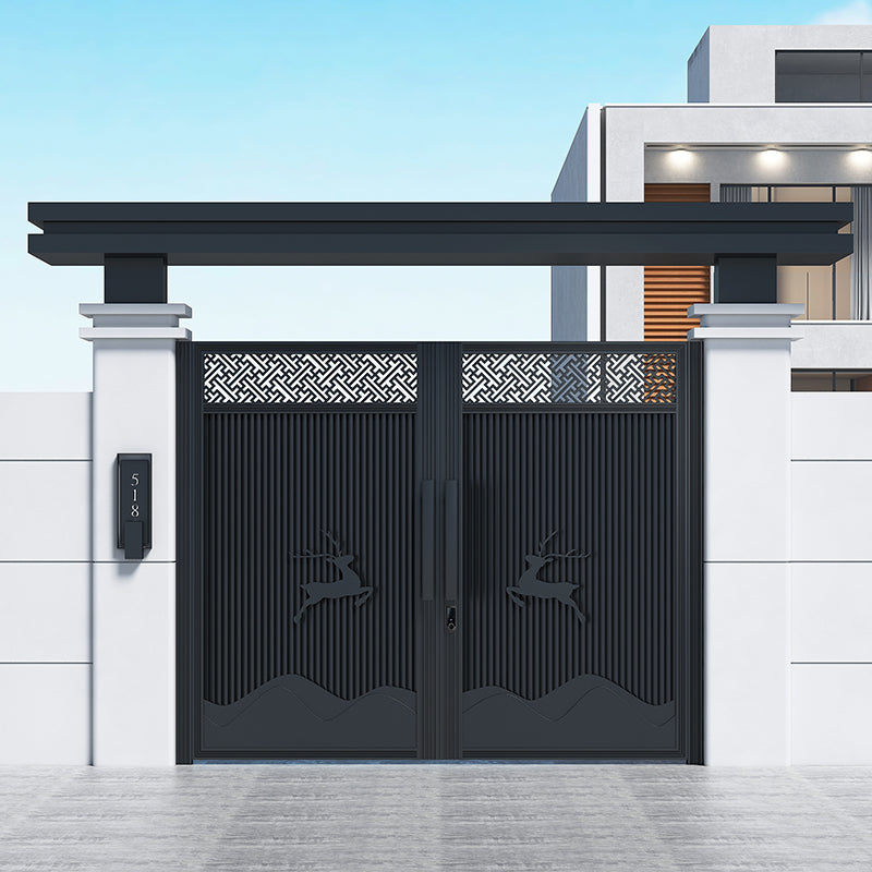 Wrought Iron & Aluminum Courtyard Gate – Modern Swing Gate for Villas and Garden Entrances