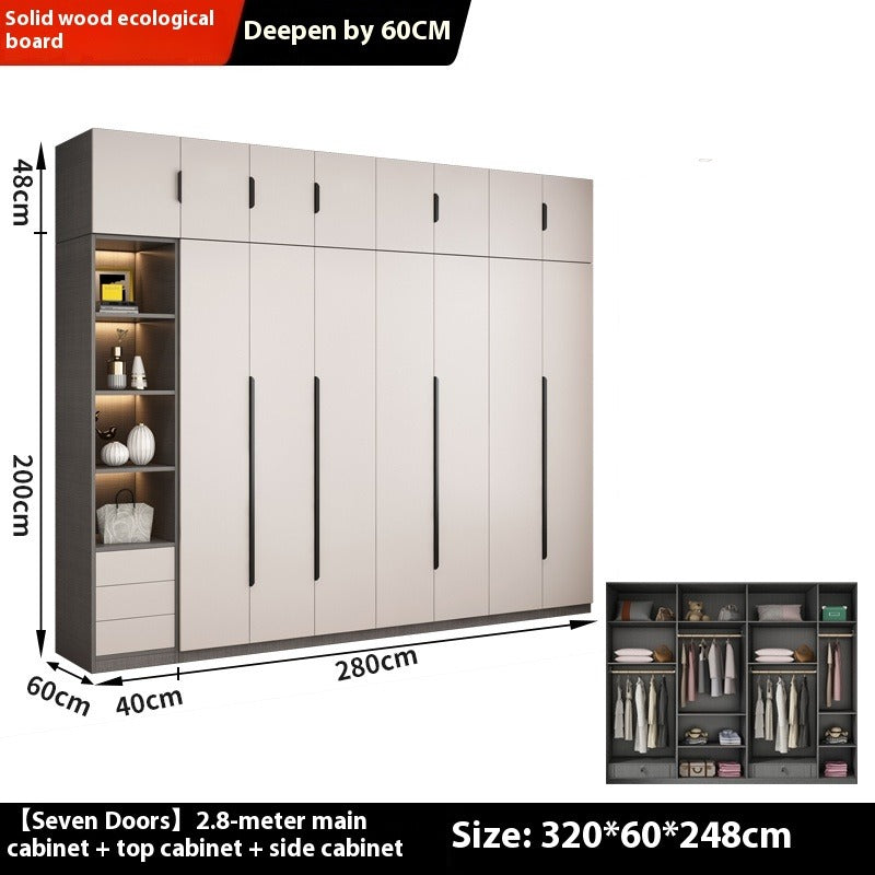 Solid Wood Wardrobe – Modern Eco-Board Closet for Small Bedroom Storage