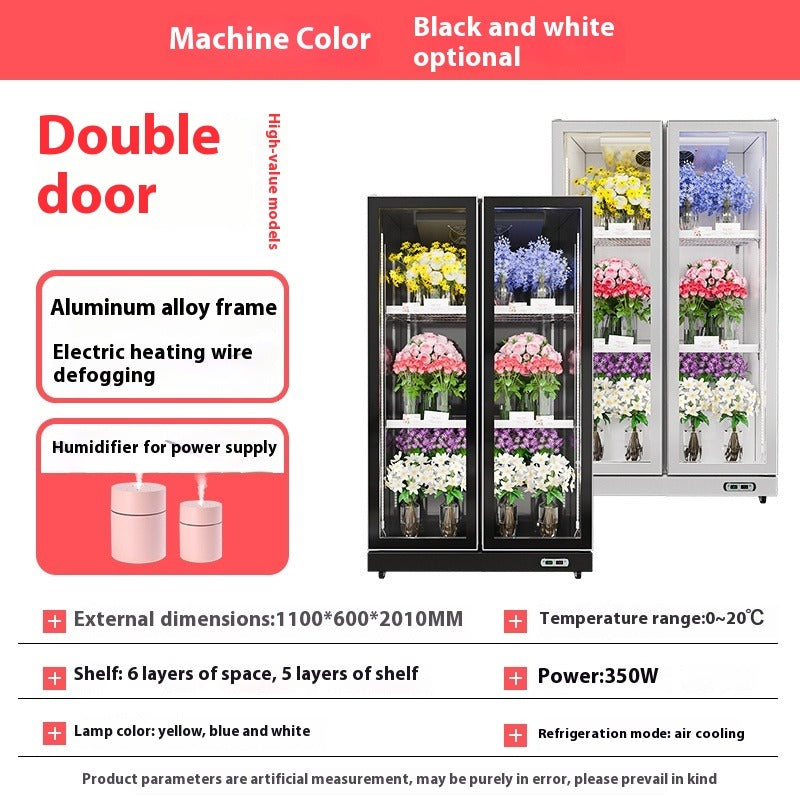 Commercial Flower Display Refrigerator - Frost-Free Cooling, High Clarity Glass, Anti-Fog System, Premium Flower Preservation Cabinet for Florists