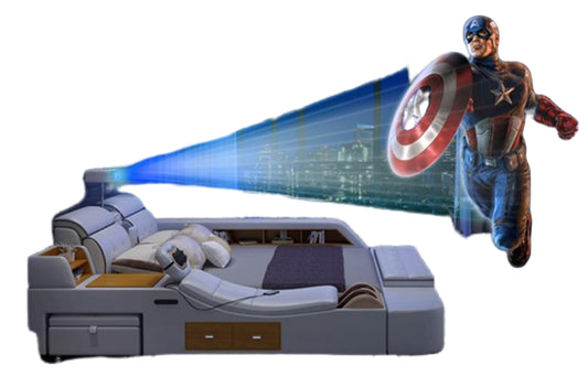 Smart Multifunction Massage Bed with Projector & Tatami Platform – Full-Body Massage, Voice Control, Leather Frame, Dual-Sided Mattress