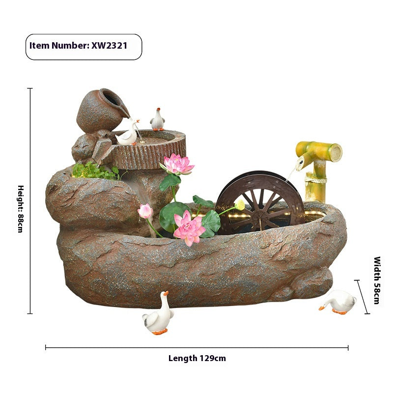 Rustic Garden Rockery Fountain with Fish Pond for Courtyard, Terrace & Balcony Decoration