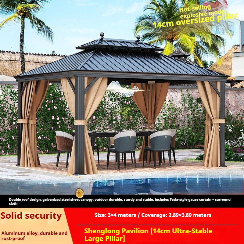 Outdoor Aluminum Gazebo for Patio Shade with Waterproof Canopy & Corner Posts
