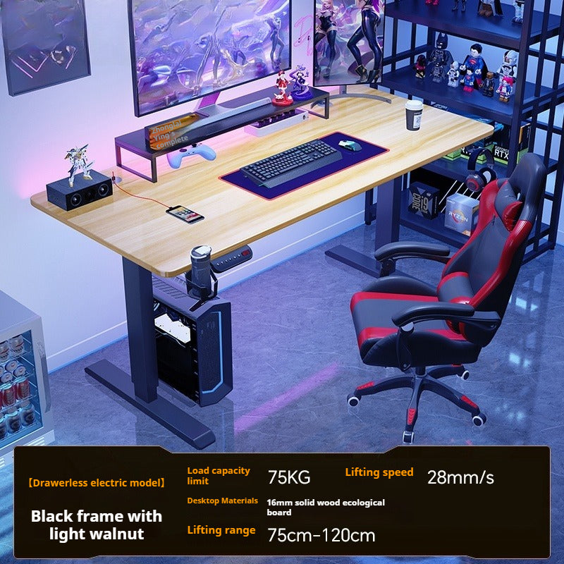 Electric Height-Adjustable Desk Set – Carbon Fiber Gaming & Office Computer Desk with Chair for Home Use