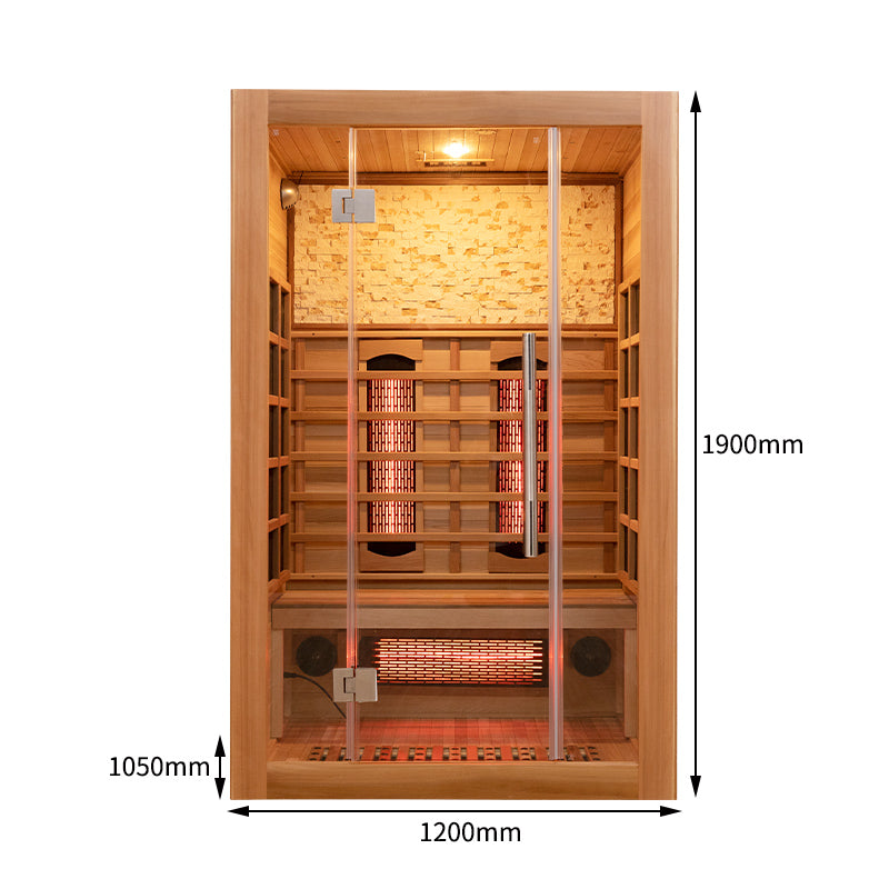 Wooden Infrared Sauna Room for One Person, Home Dry Steam Cabin for Full Body Detox
