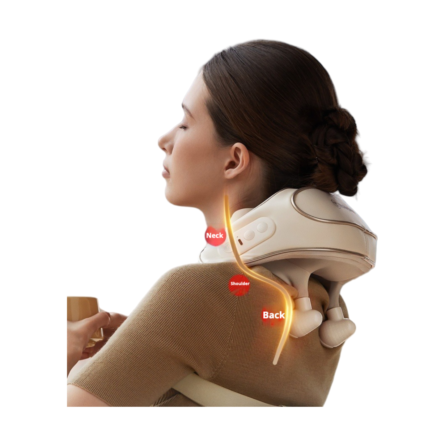 Automatic Neck & Shoulder Massager with Kneading, Tapping and Heat for Back and Waist Relief