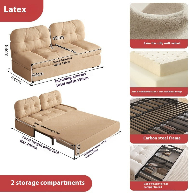 Cloud Sofa Bed with Pull-Out Storage for Small Living Rooms & Tatami Spaces