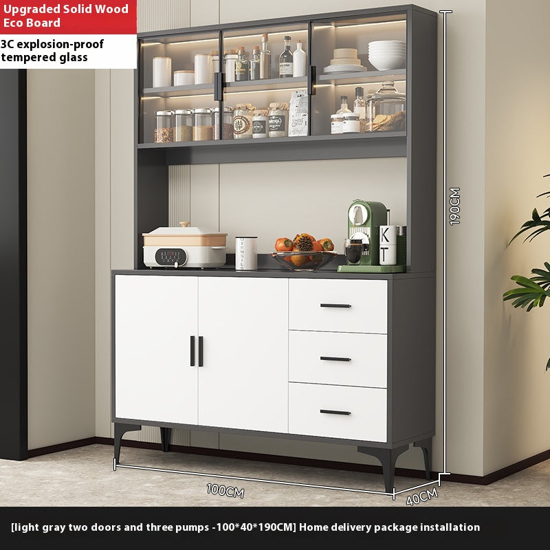 Solid Wood Sideboard Cabinet – All-in-One Wall-Mounted Tea & Storage Unit for Living Room or Kitchen