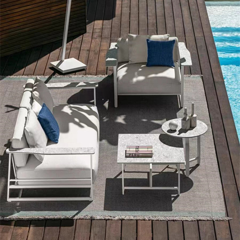 Outdoor Stainless Steel Sofa Set for Villa, Patio & Commercial Use, Waterproof & UV-Resistant