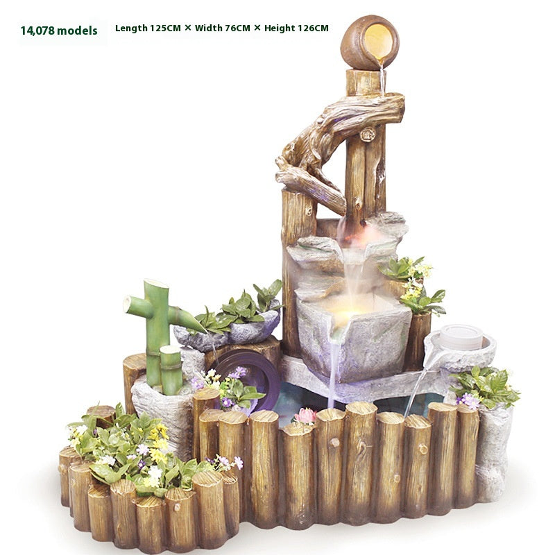 Rustic Garden Rockery Fountain with Fish Pond for Courtyard, Terrace & Balcony Decoration
