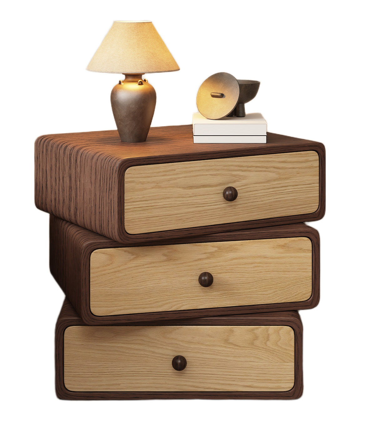 Rotatable Solid Wood Bedside Table – Compact Vintage-Modern Nightstand for Bedroom Storage