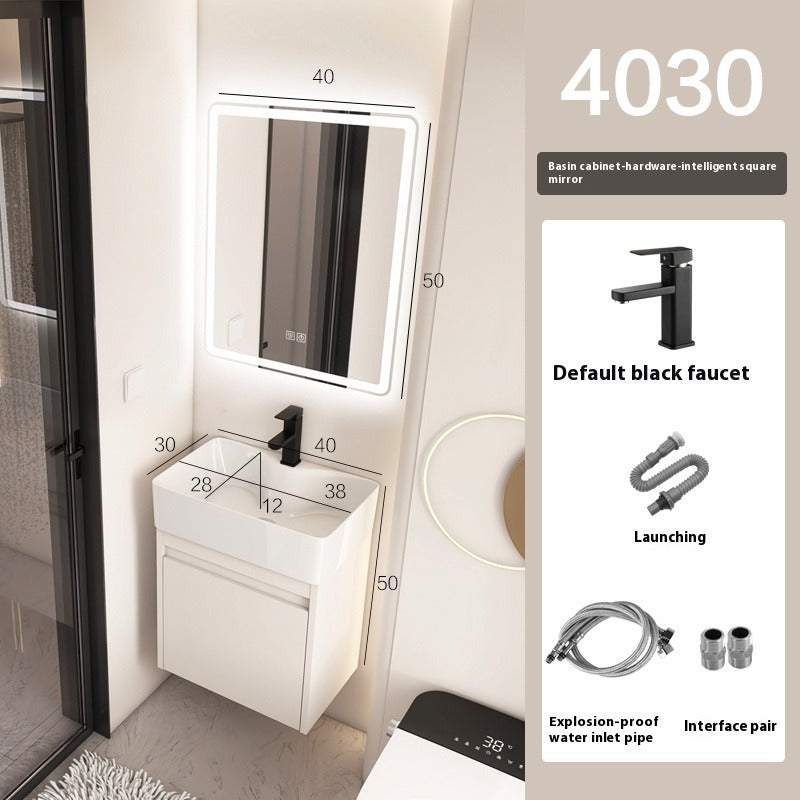 Ultra-Slim Space Aluminum Bathroom Vanity – 24cm Narrow Basin Cabinet Set for Small Bathrooms