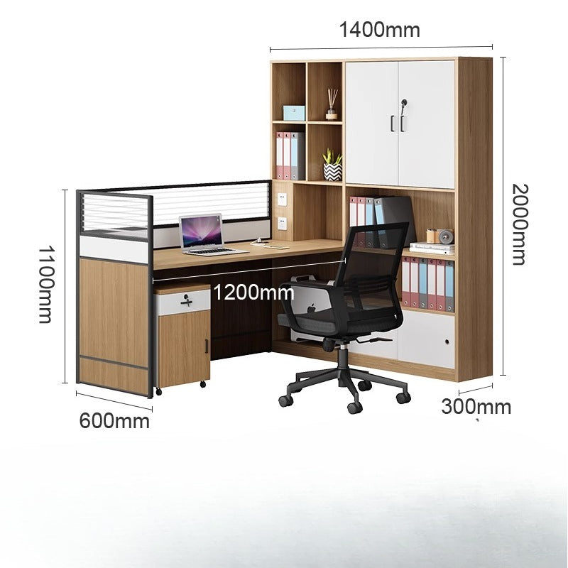 Office Desk & Chair Workstation Set with Storage Cabinet for 2/4-Person HR & Finance Teams